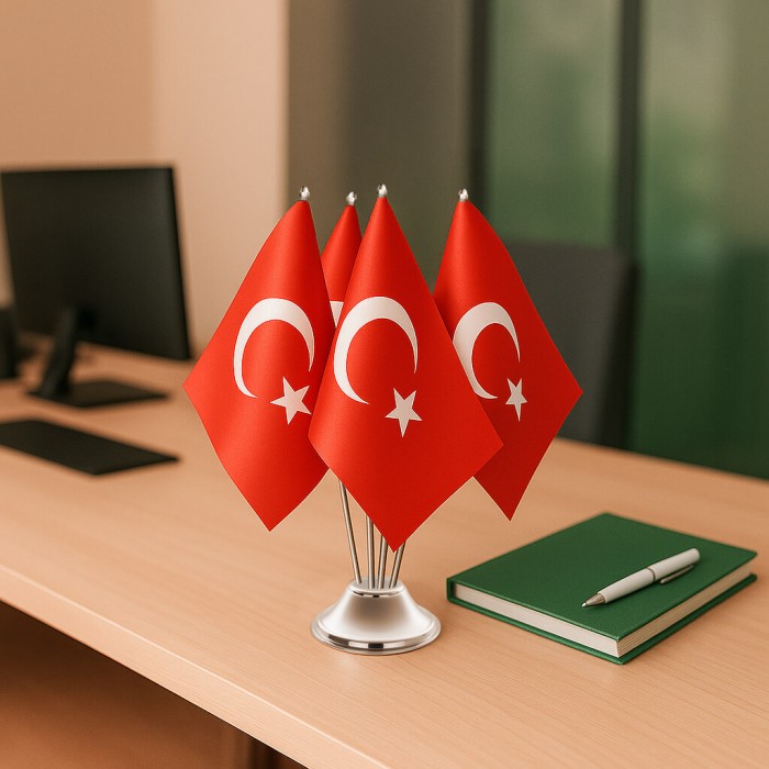 Dörtlü Türk Masa Bayrağı Takımı