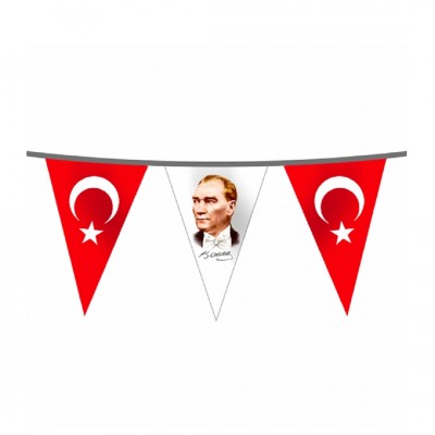 İpe Dizili Kağıt Üçgen Bayrak