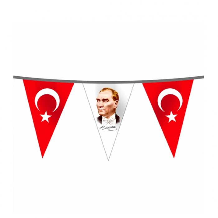 İpe Dizili Kağıt Üçgen Bayrak